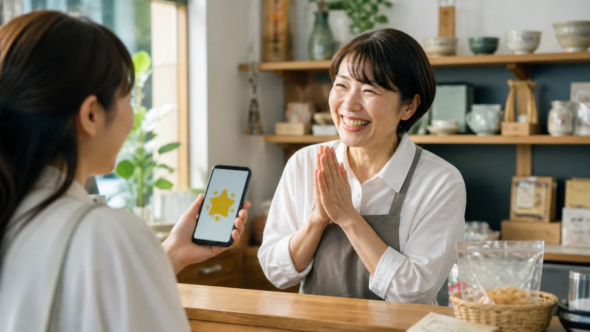 お客様と笑顔でやり取りする店舗スタッフ