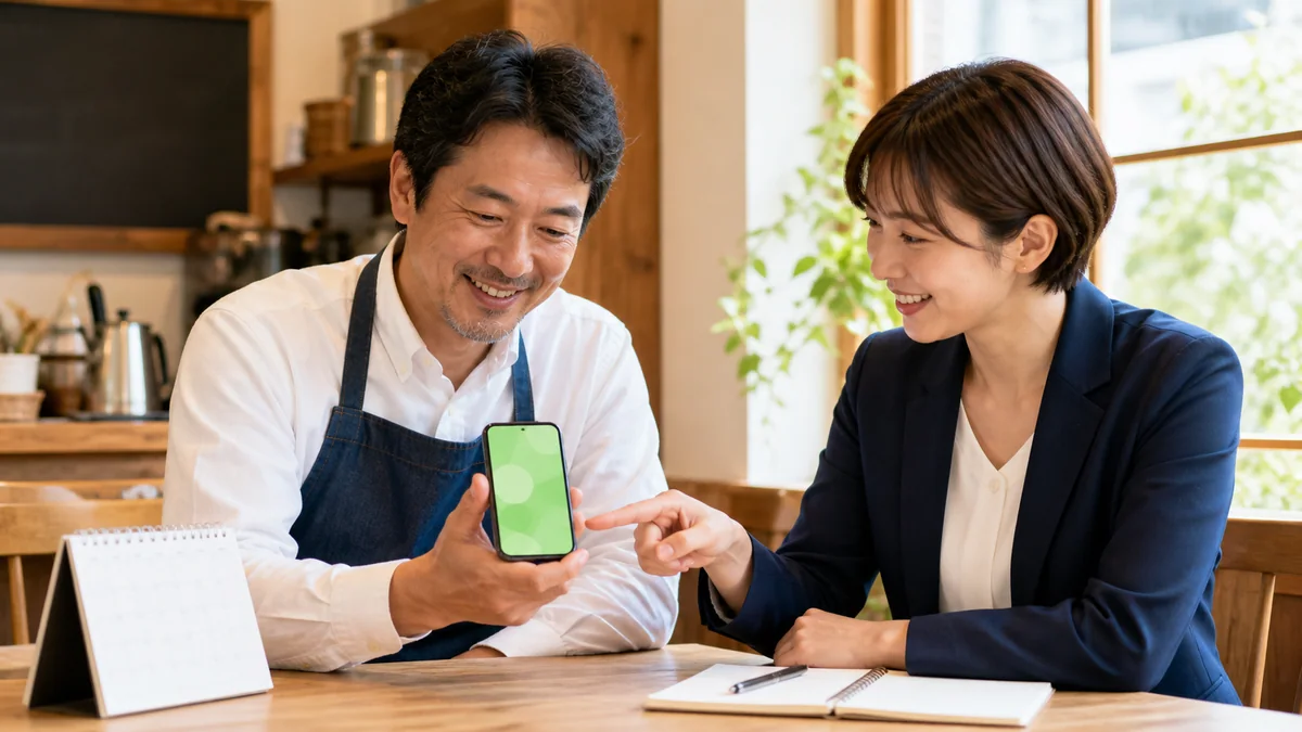 LINE公式アカウントの運用を相談する様子