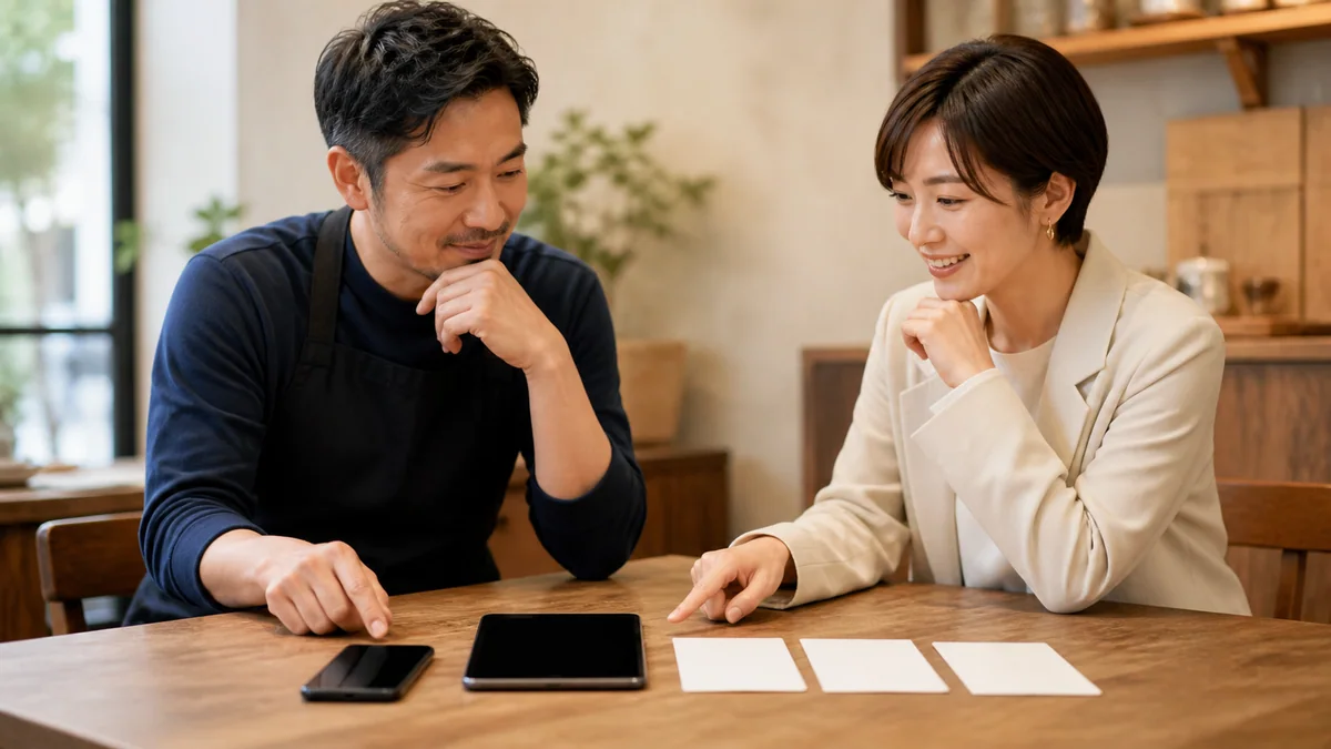 再来店チャネルを比較検討する様子