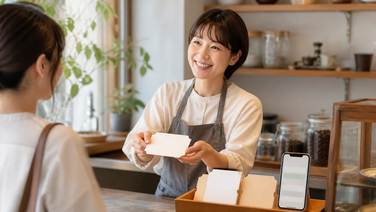 再来店クーポンを設計する店舗スタッフ