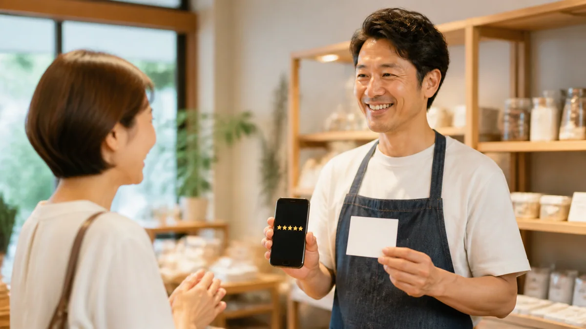 口コミ依頼カードとQRコード